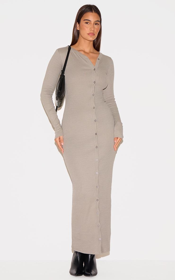  Ash Grey Button Detail Midaxi Dress Product Image