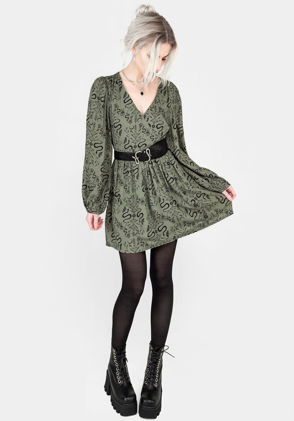 Dominion Snake Print V-Neck Mini Dress Product Image