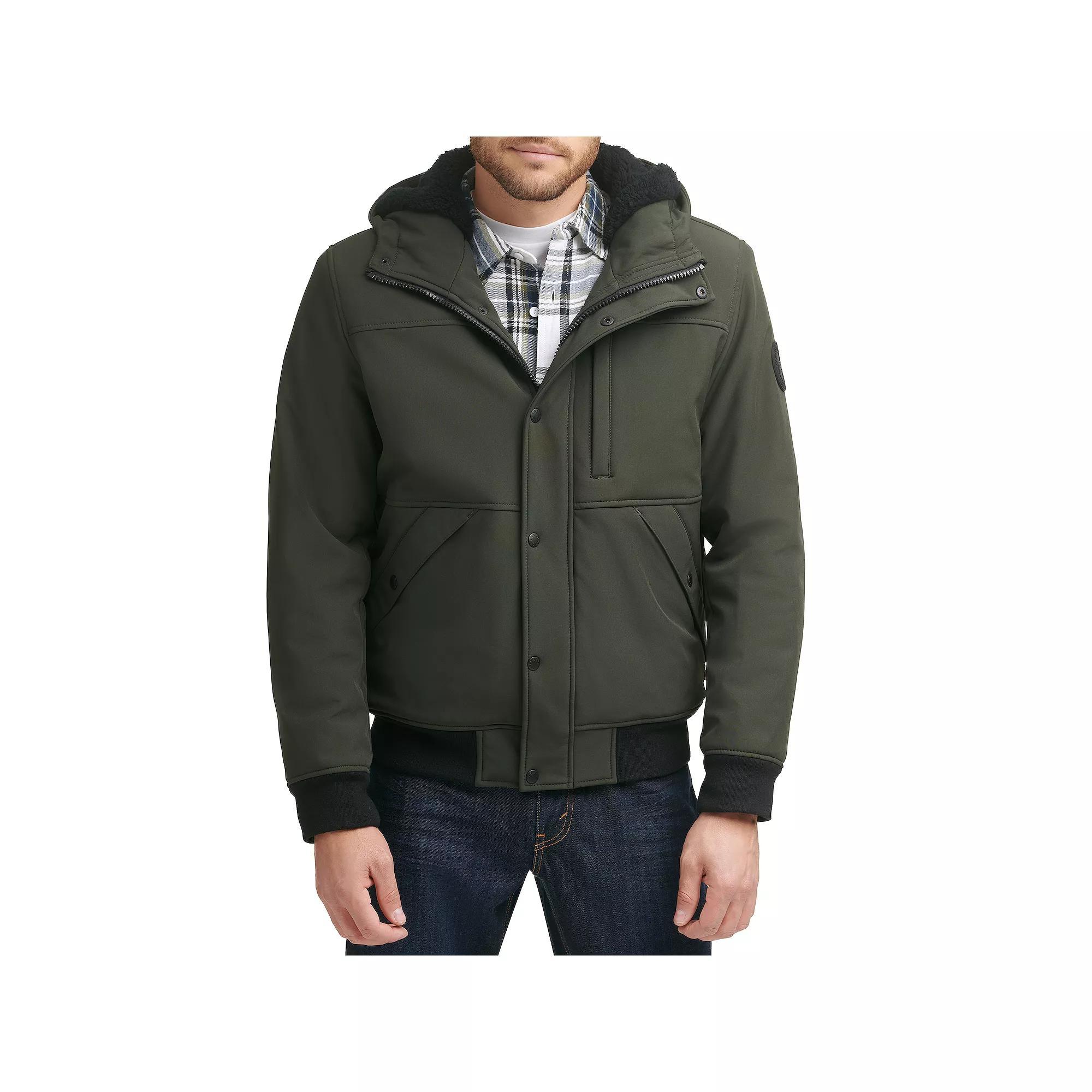 Men's Levi's® Mixed Media Hooded Bomber Jacket, Size: Medium, Green Product Image