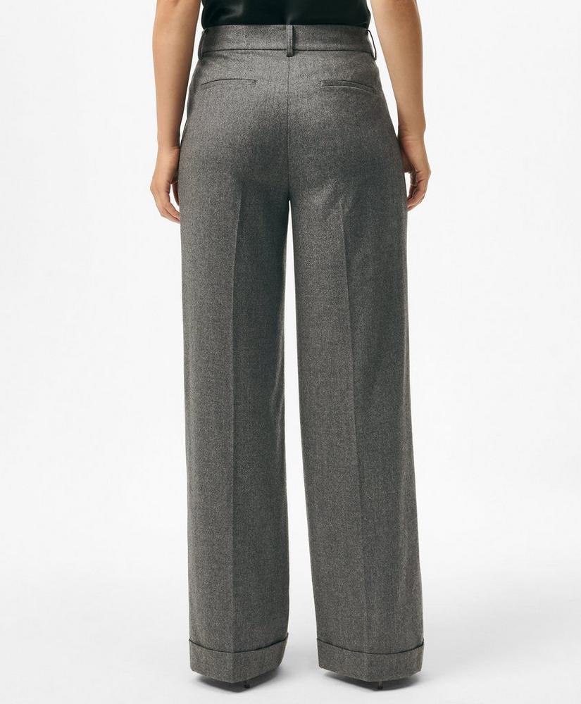 Wool Wide-Leg Pleated Flannel Trousers Product Image