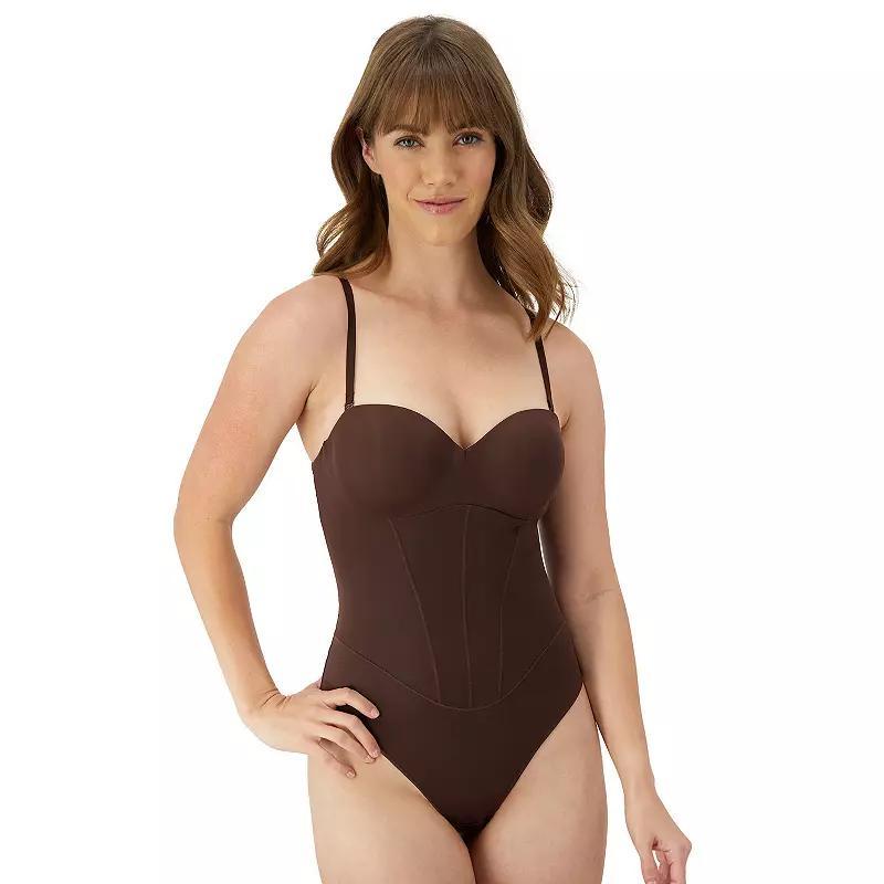 Maidenform Firm Control Shapewear Tummy Shaping Multiway Thong Bodysuit DMS131, Women's, Size: Large, Just Brown Product Image