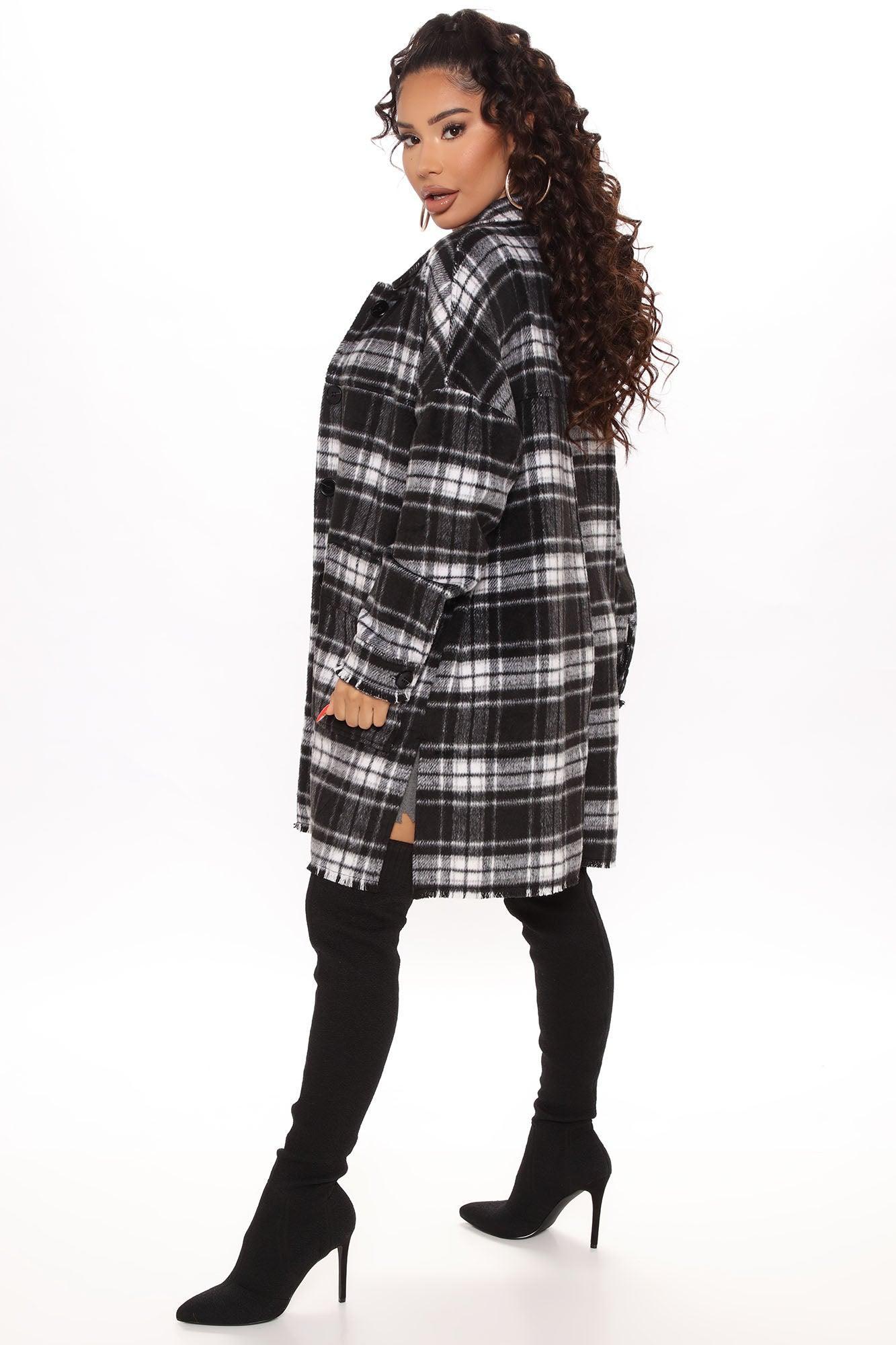Never Plaid It So Good Shacket - Black Product Image