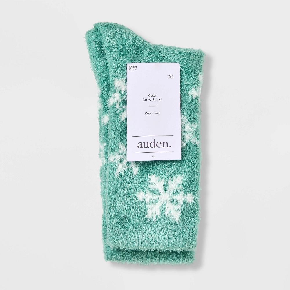 Womens Snowflake Cozy Crew Socks - Auden 4-10: Lightweight Knit, Banded Cuff, Machine Washable, Tumble Dry Product Image