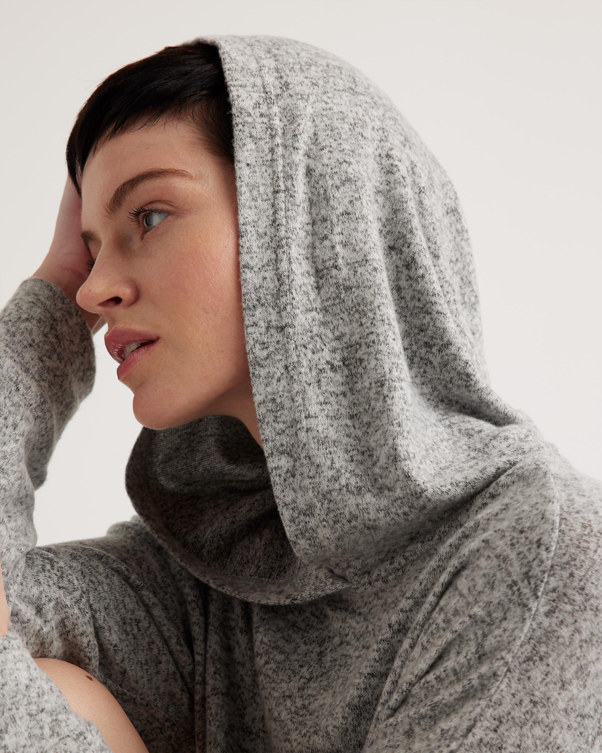 Quince | Women's Brushed Lounge Cropped Pullover Hoodie Rayon Product Image