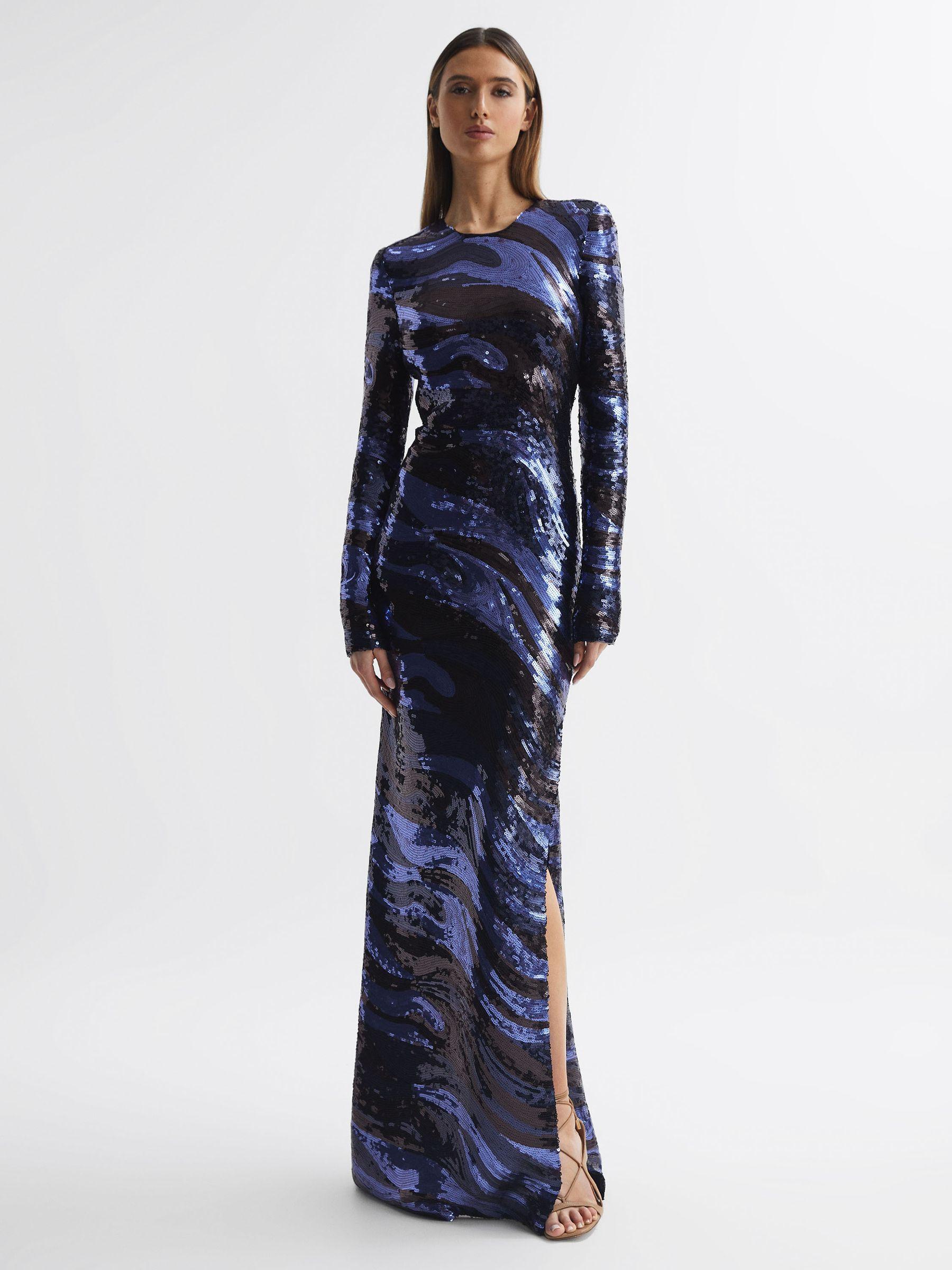 Halston Sequin Maxi Dress in Black Multi Product Image
