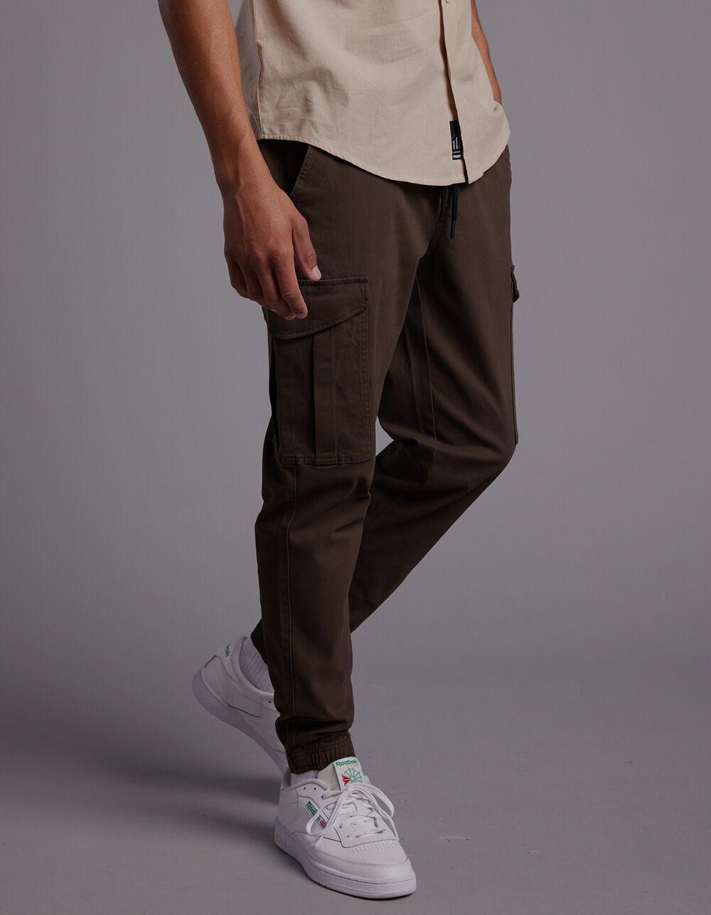 RSQ Mens Twill Cargo Jogger Pants - OLIVE Product Image