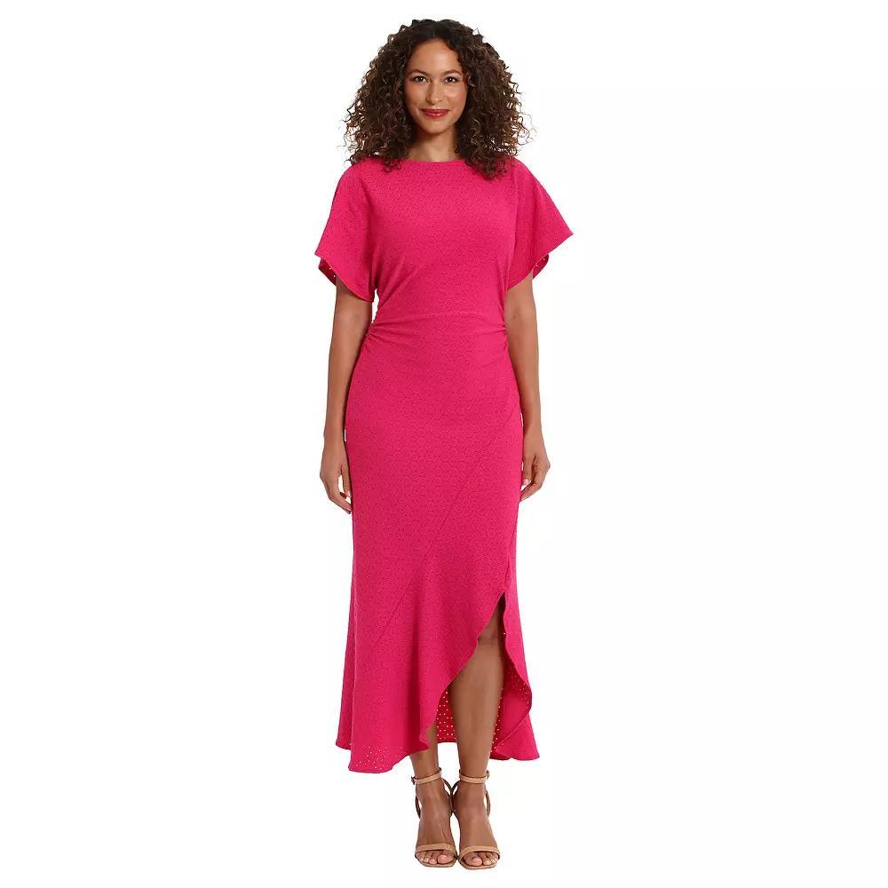 Women's London Times Asymmetrical Hem Eyelet Dress, Size: 2, Pink Product Image