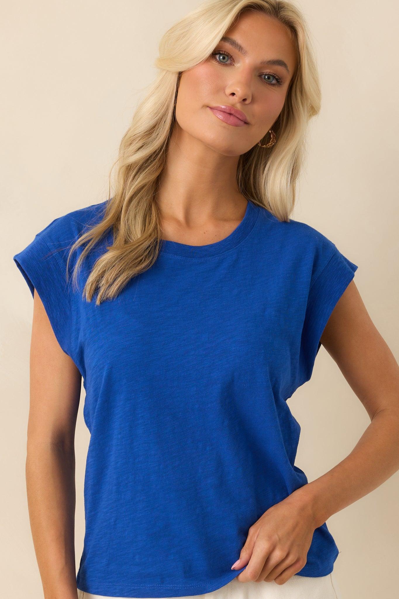 Z Supply Royal Blue Cotton Camino Slub Tee Product Image