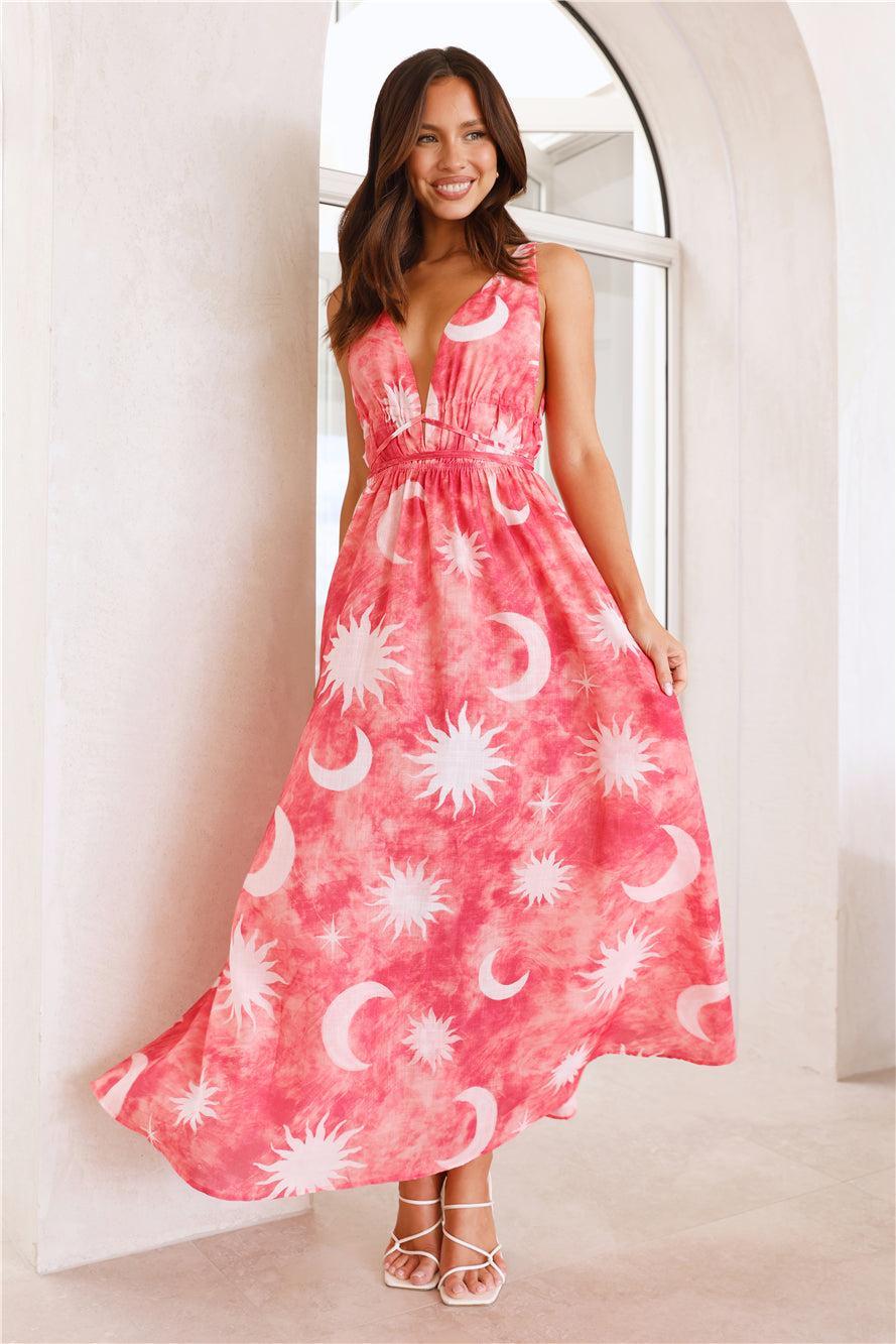 Blazing Sun Maxi Dress Coral Product Image