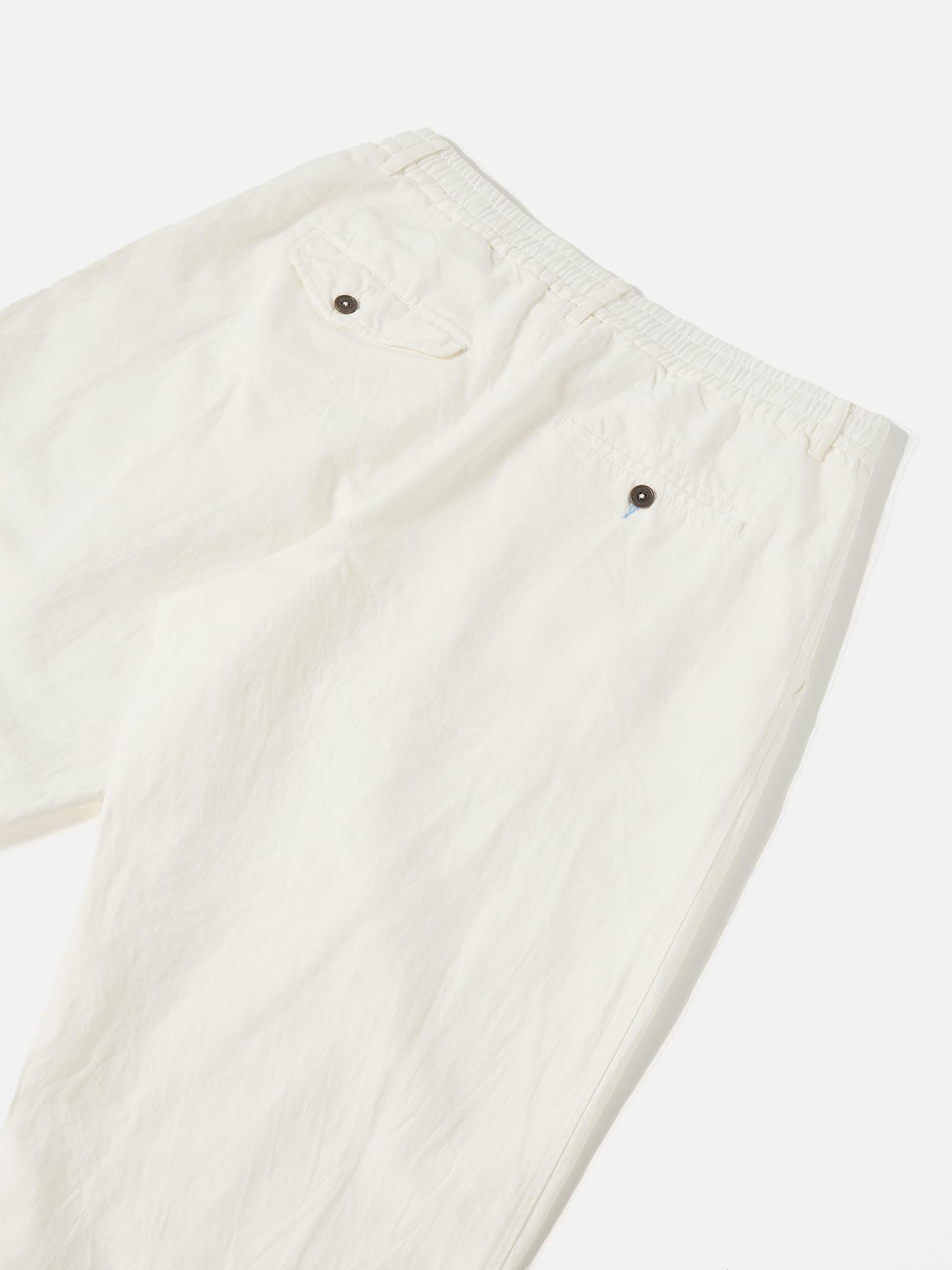 Universal Works Pleated Track Pant in Ecru Linen Slub Weave Product Image