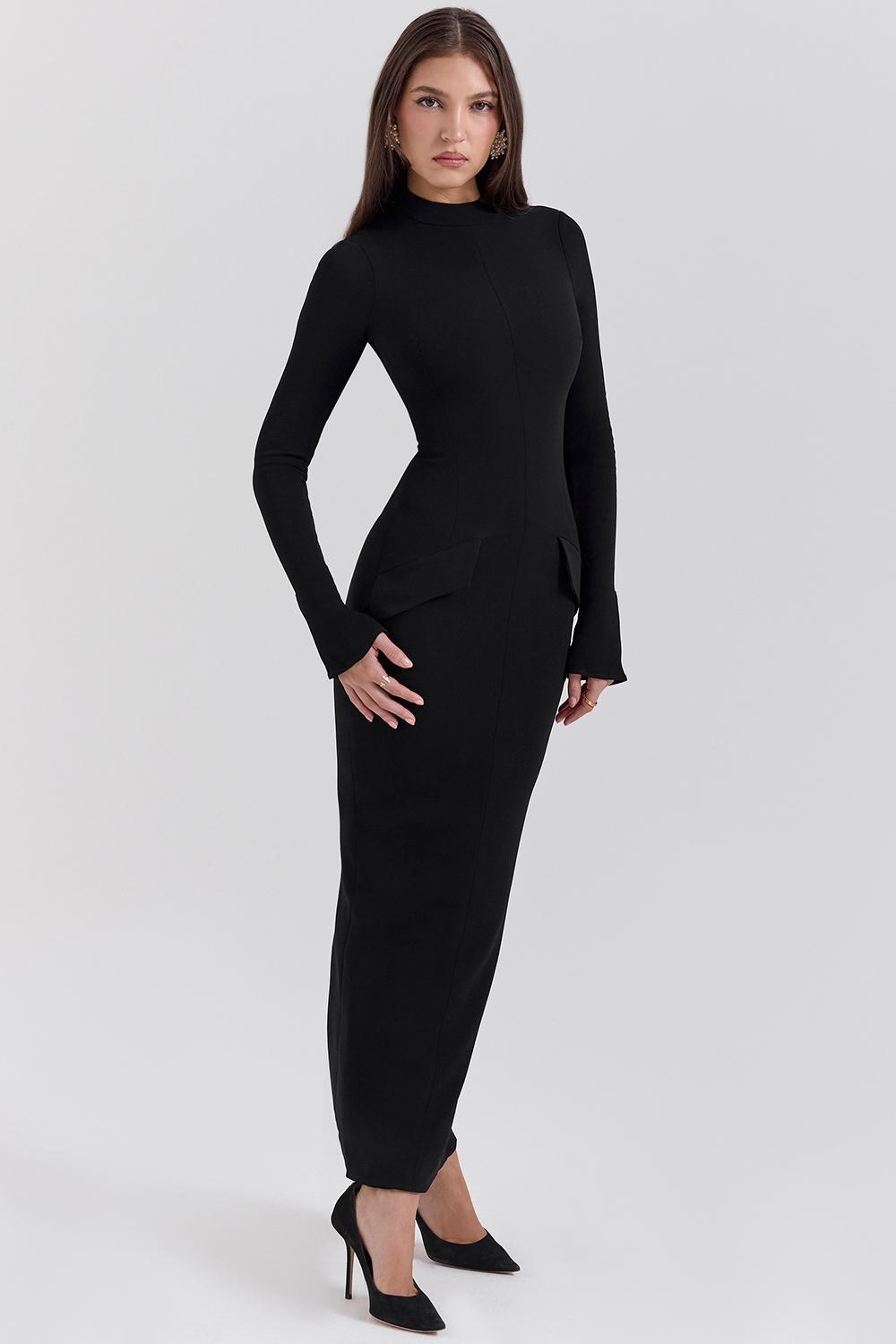 Marie-Louise  black turtleneck maxi dress Product Image