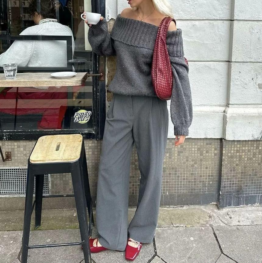 Off Shoulder Plain Sweater Product Image