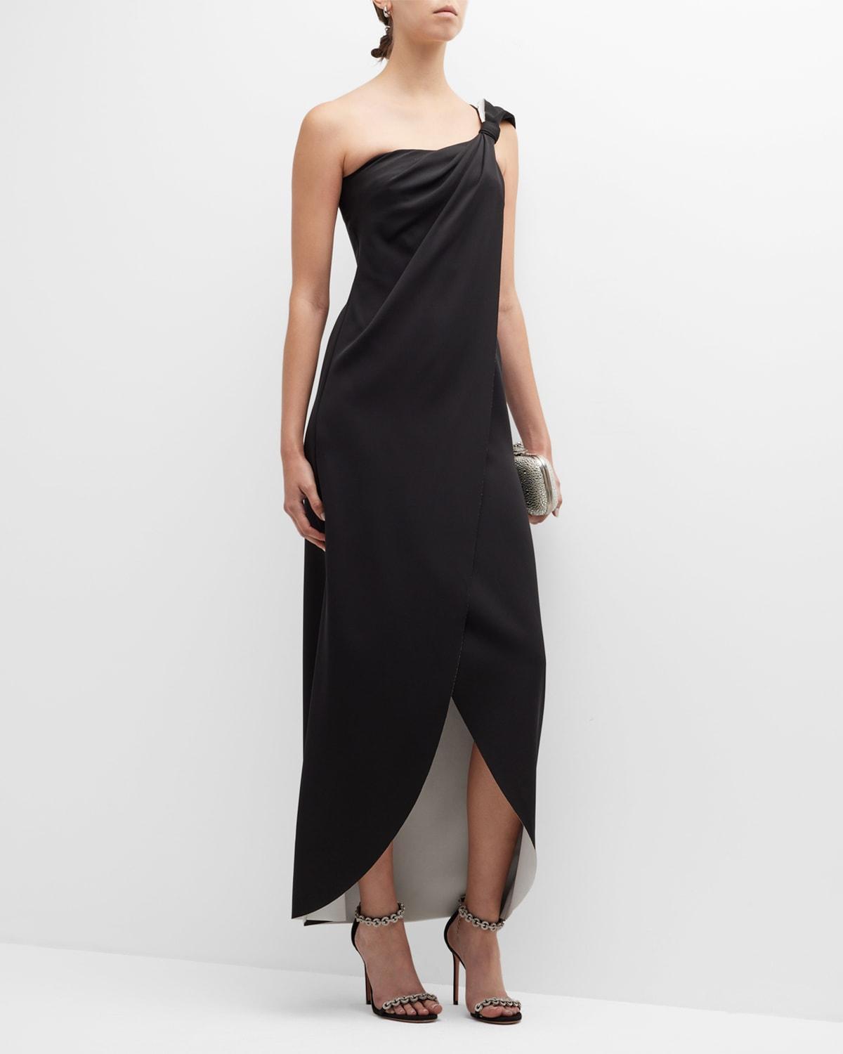 Bow One-Shoulder Silk Gown Product Image