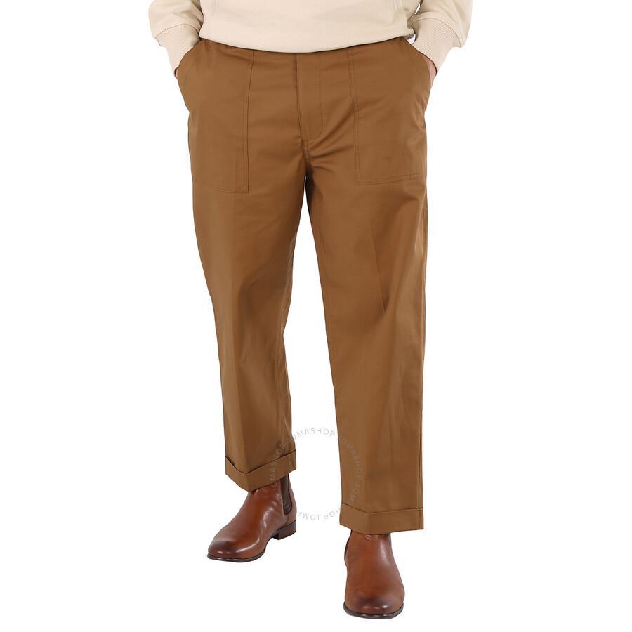 MONCLER Men's Brown Cotton Poplin Wide-leg Pants Product Image