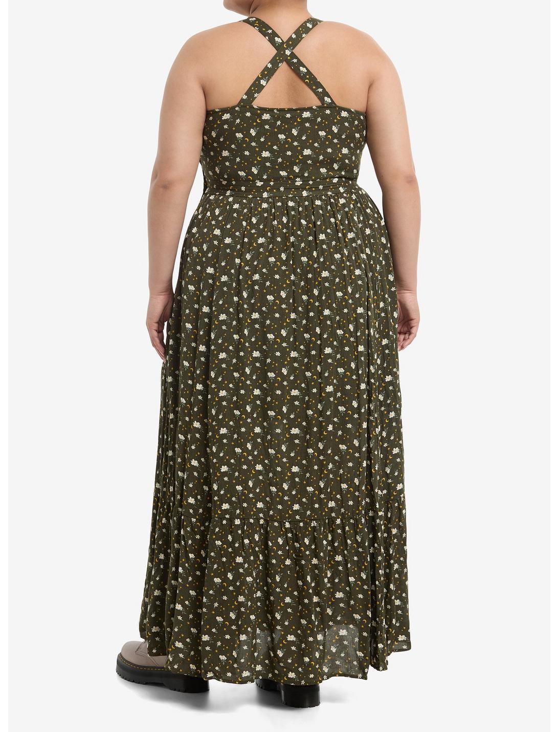 Thorn & Fable Green Floral Celestial Wrap Maxi Dress Plus Size Product Image