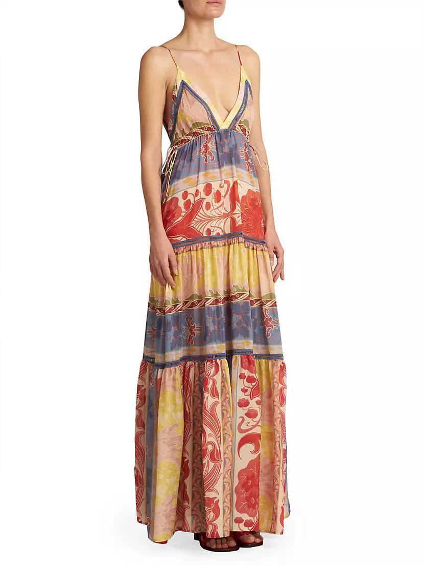 Patchwork Tiered Long Dress Product Image