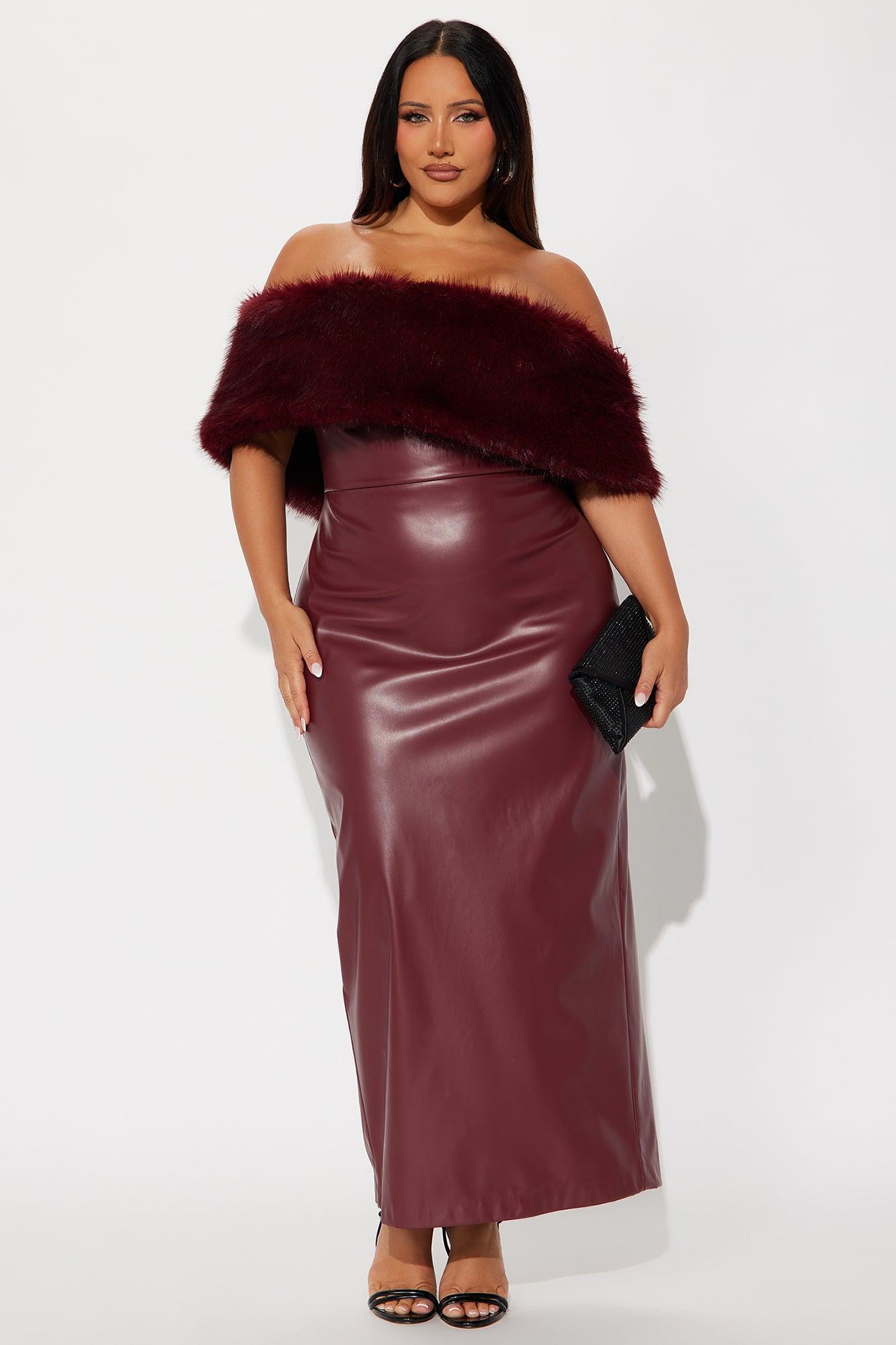 Jovie Faux Leather Maxi Dress - Burgundy Product Image