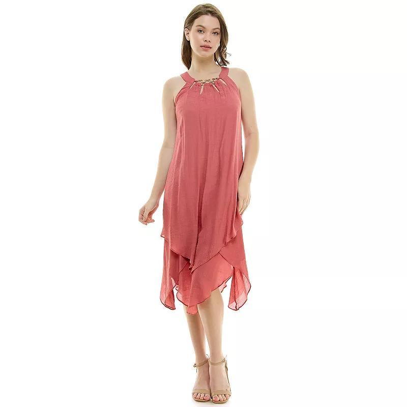 Women's Luxology Sleeveless Gauze Midi Dress, Girl's, Size: Medium, Rosewood Product Image