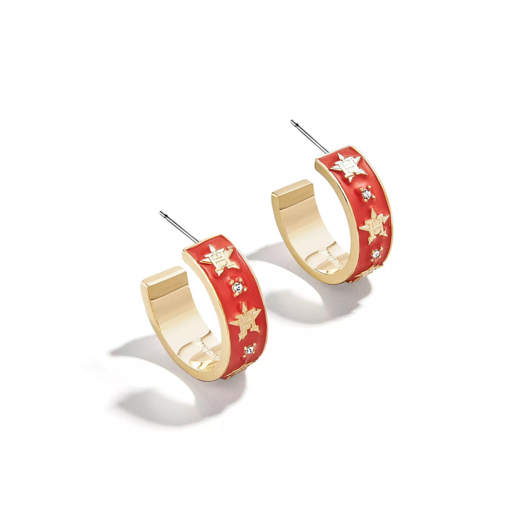 WEAR By Erin Andrews x BaubleBar Houston Astros Enamel Hoop Earrings, Women's, Gold Product Image