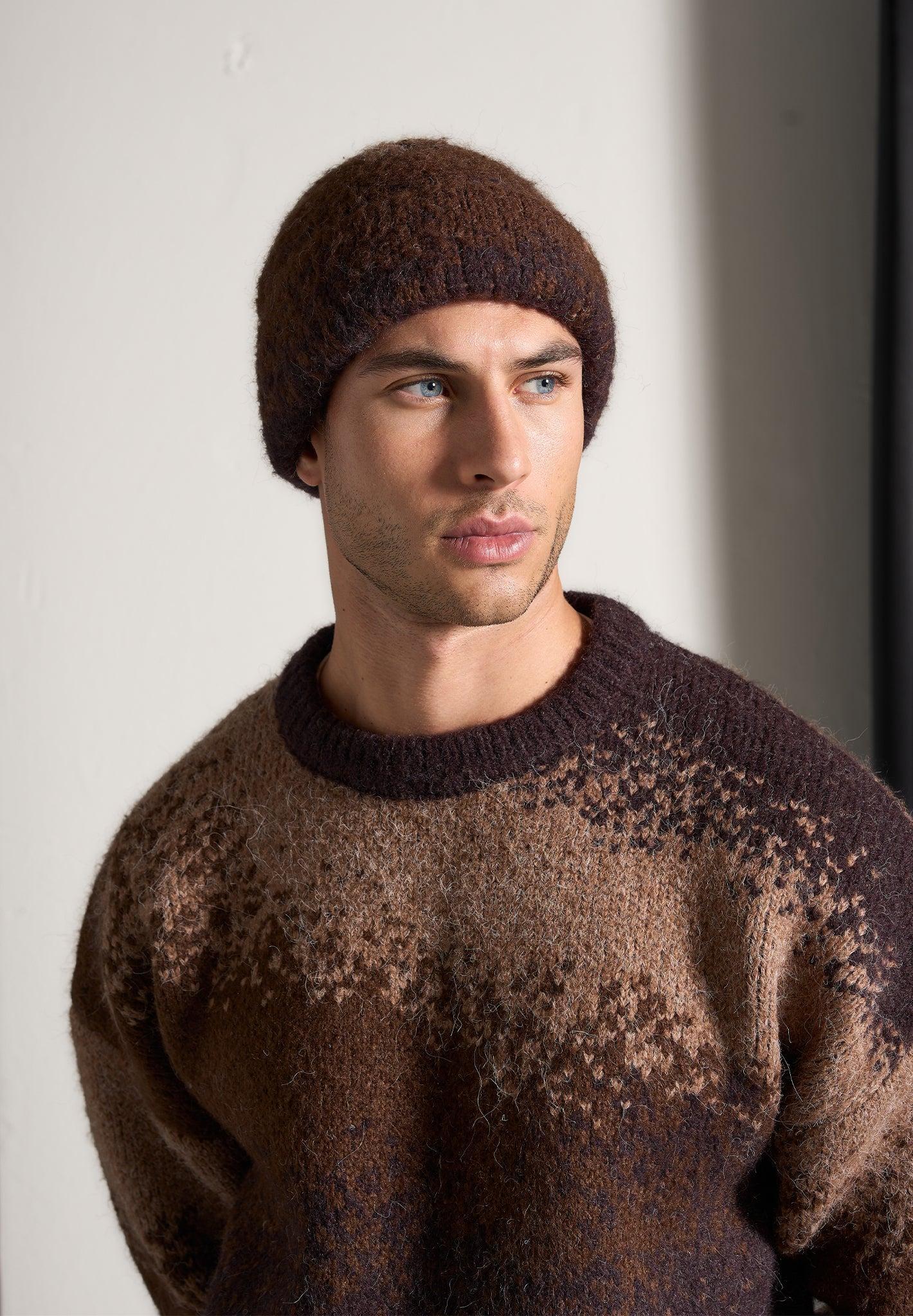 Ombré Knit Crewneck Sweater - Brown Male Product Image
