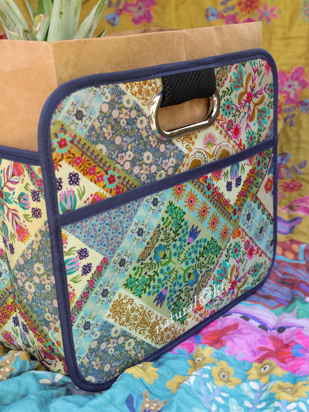 Car Trunk Organizer - Navy Folk Flower Product Image