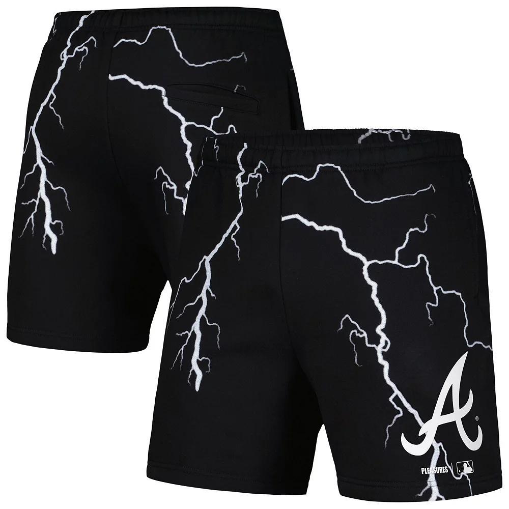 Men's PLEASURES  Black Atlanta Braves Lightning Shorts, Size: Small Product Image