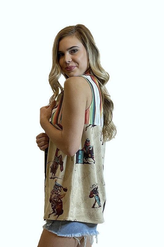 Raleigh Western Rodeo Top w/ Turquoise Pearl Snaps Product Image