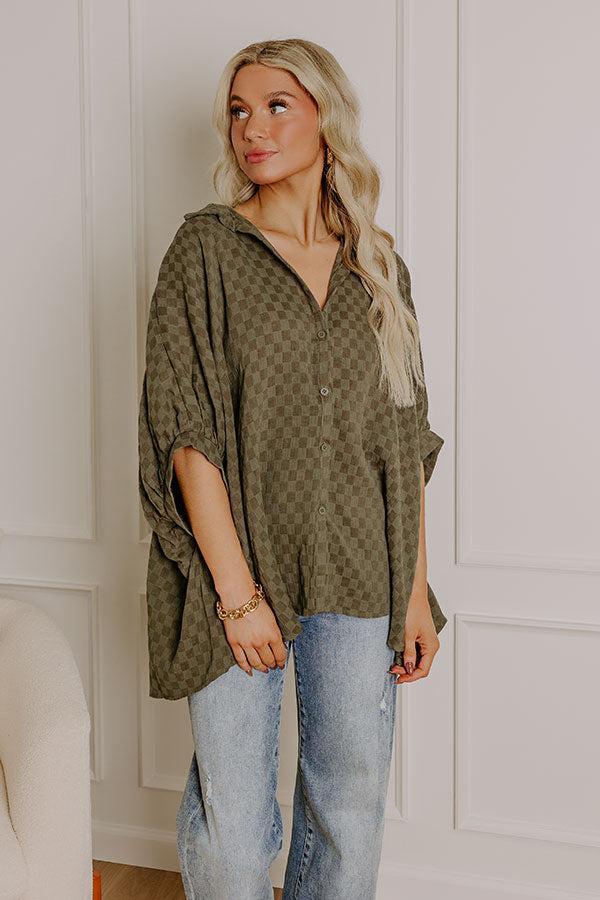 Fit Check Oversized Button Up in Olive Product Image