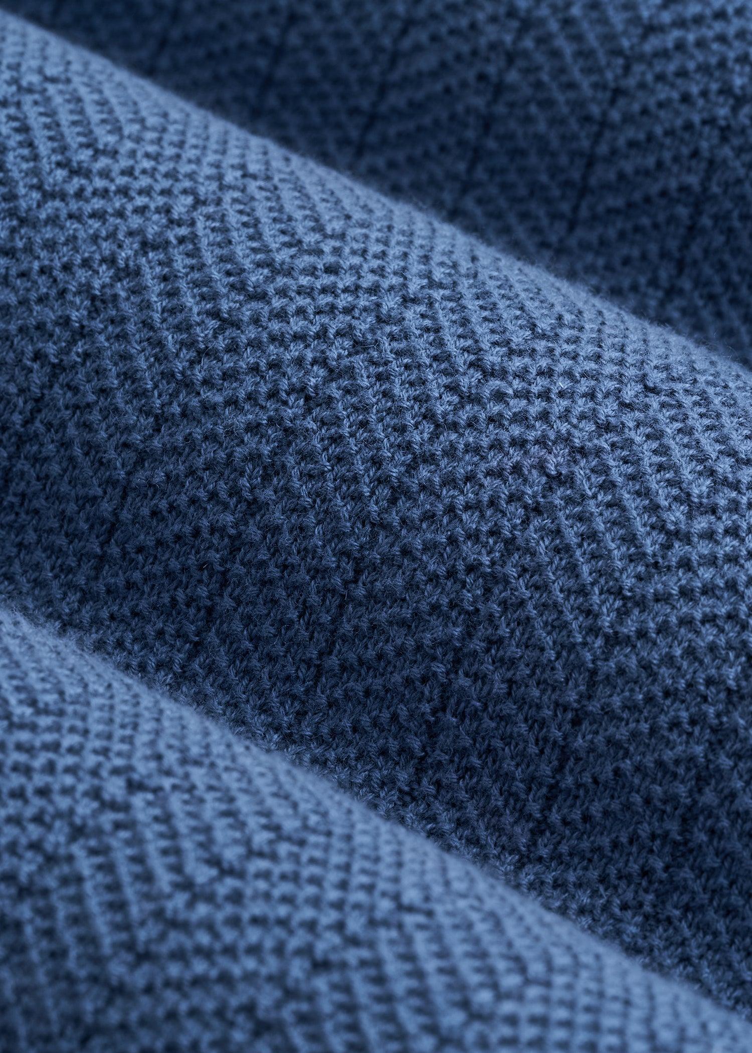 Linen Blend Ribbed Knit Polo Shirt for Tall Men in Steel Blue Product Image
