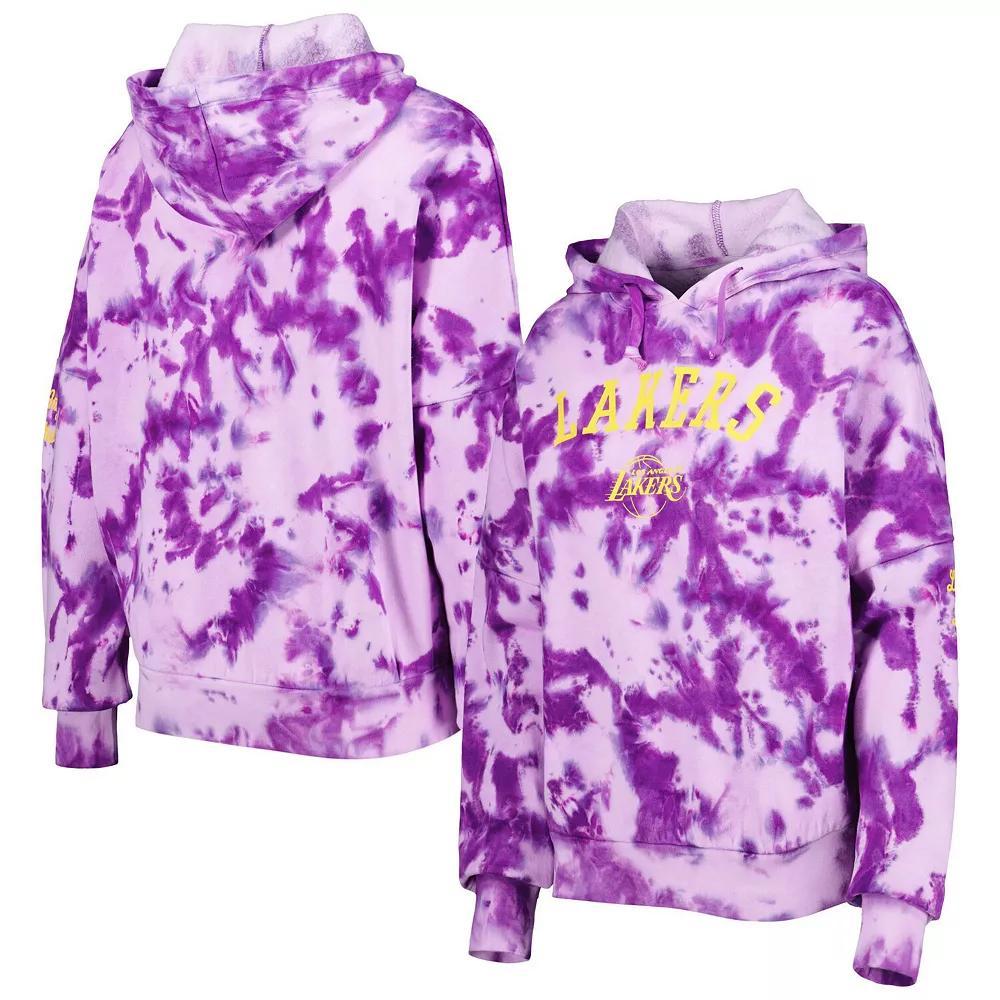 Women's New Era Purple Los Angeles Lakers Brushed Cotton Tie-Dye Pullover Hoodie, Size: Small Product Image