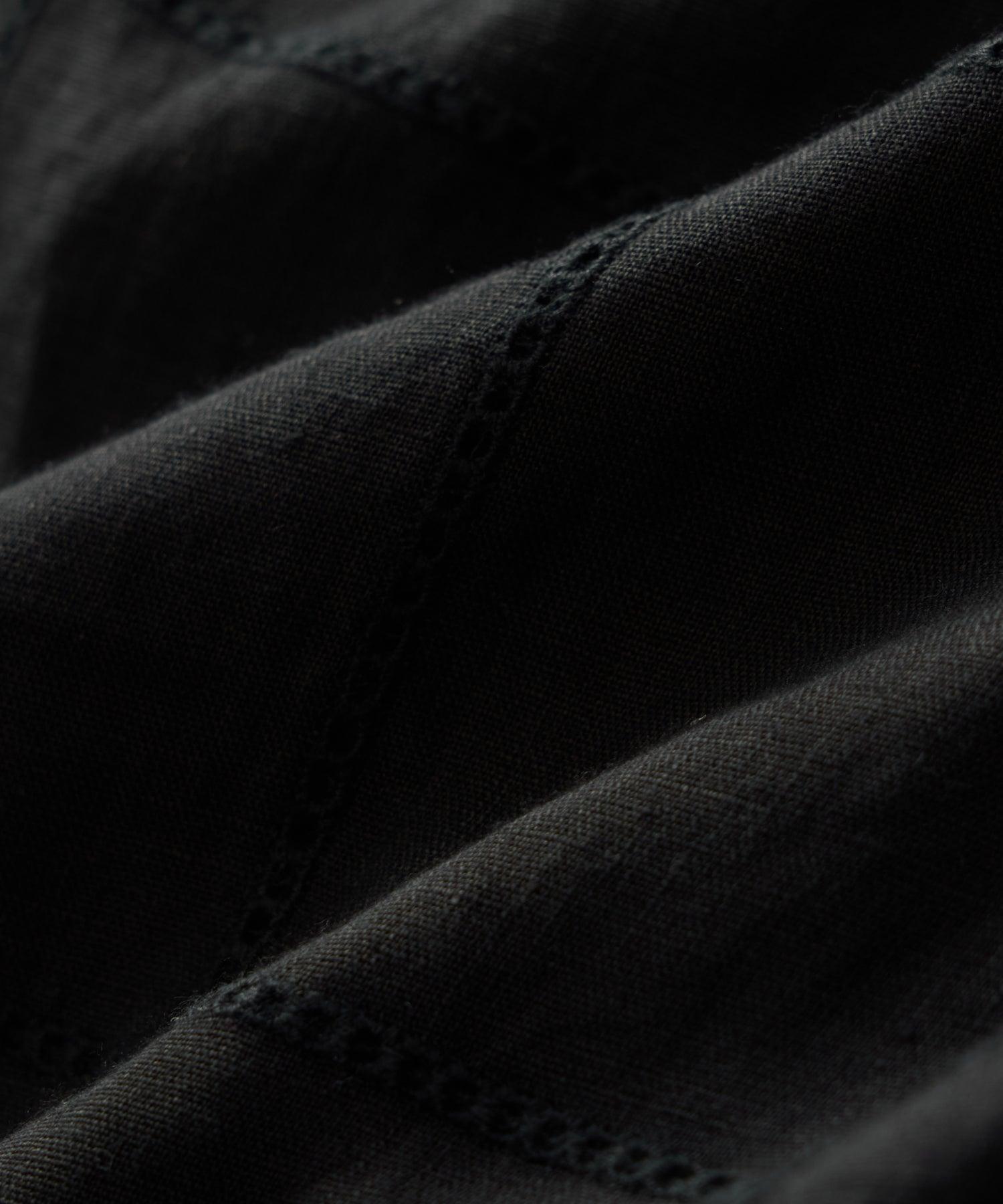 Cropped Embroidered Linen Camp Collar Shirt Product Image