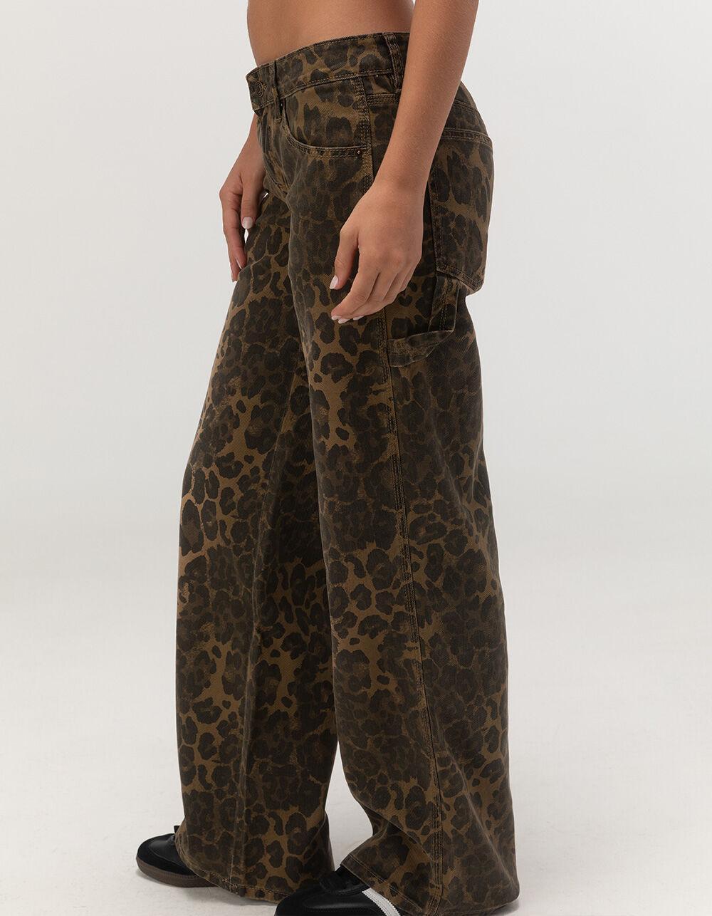 RSQ Womens Low Rise Leopard Baggy Carpenter Pants Product Image