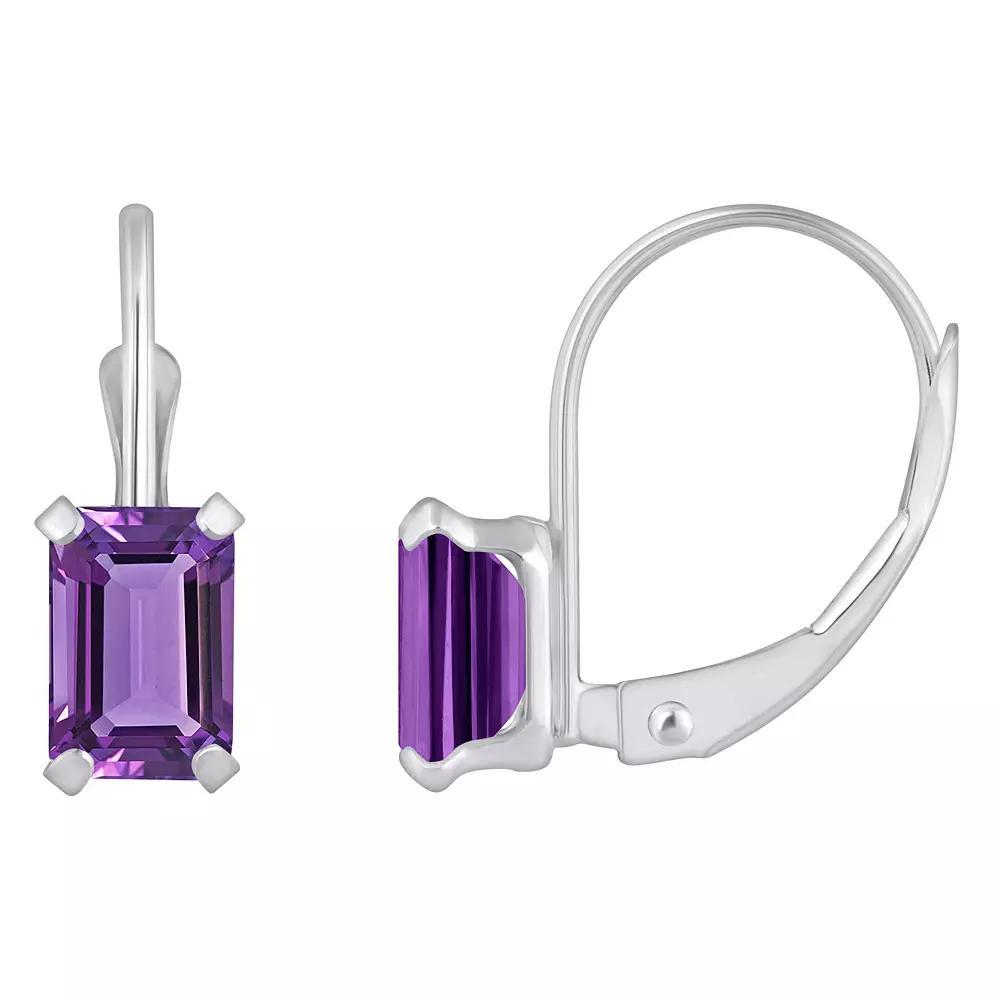 Celebration Gems 10k Gold Emerald Cut Onyx Leverback Earrings, Women's Product Image
