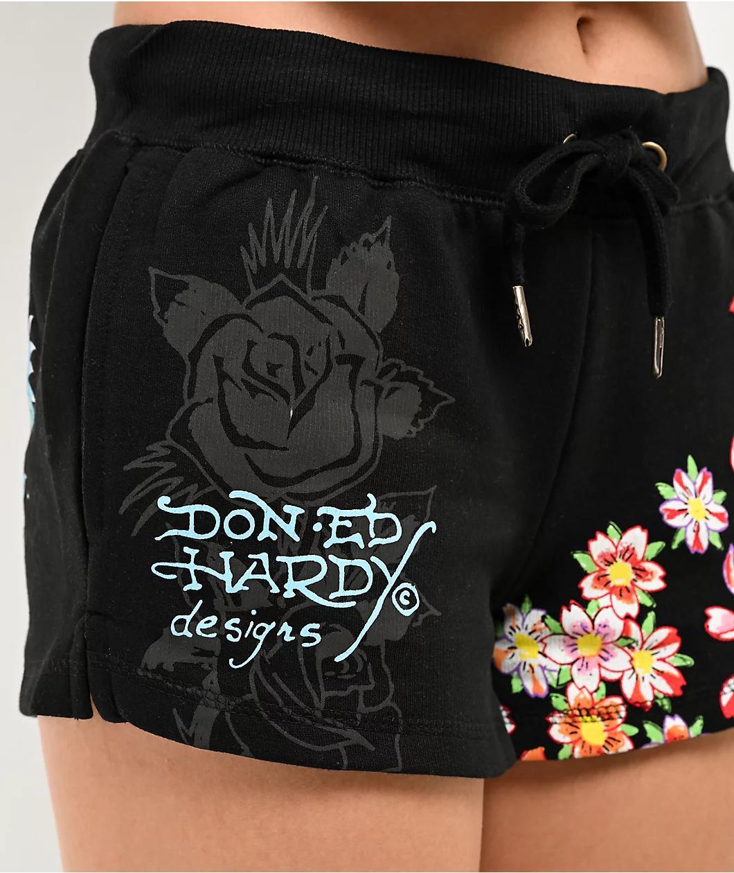 Ed Hardy Phoenix Y2K Black Sweat Shorts Product Image