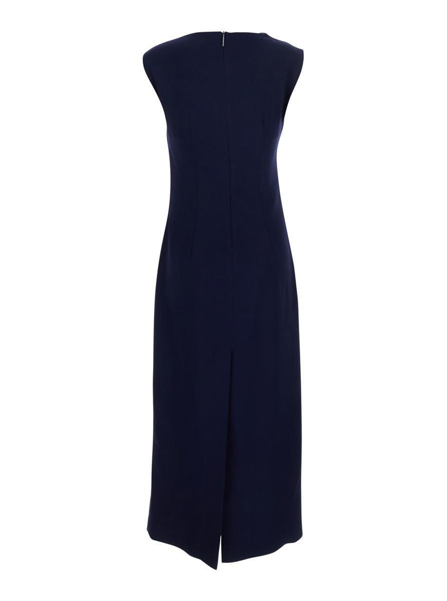 MSGM Blue Dress With Ruches Details In Viscose Blend Woman Product Image