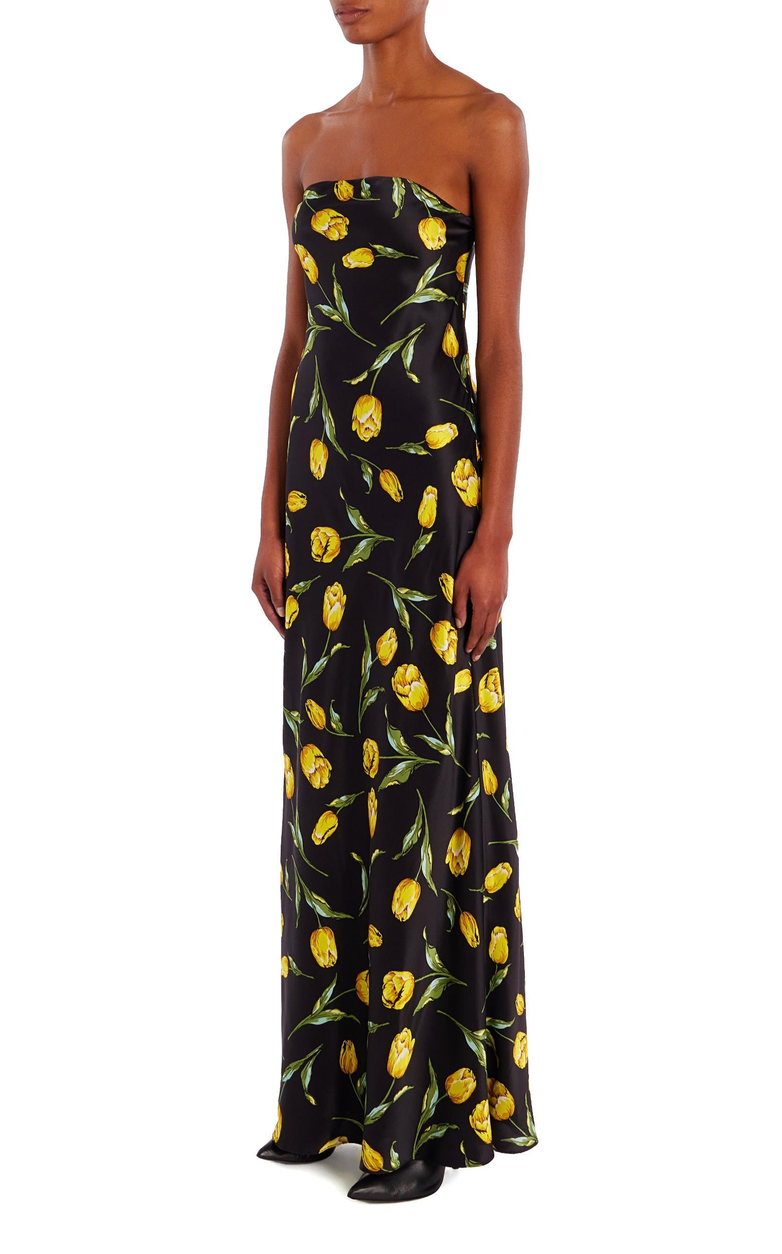Printed Silk Strapless Gown Product Image