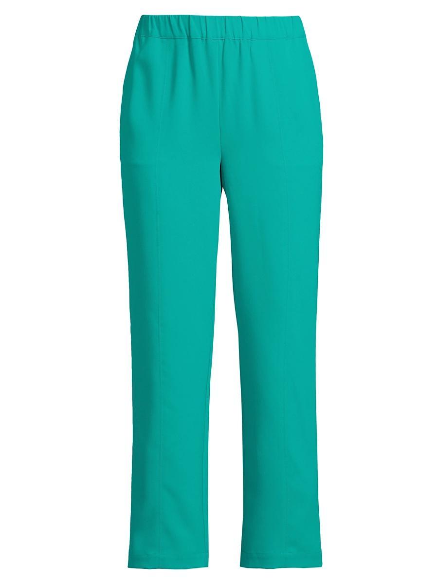 Womens Crepe de Chine Straight-Leg Elasticized Pants Product Image