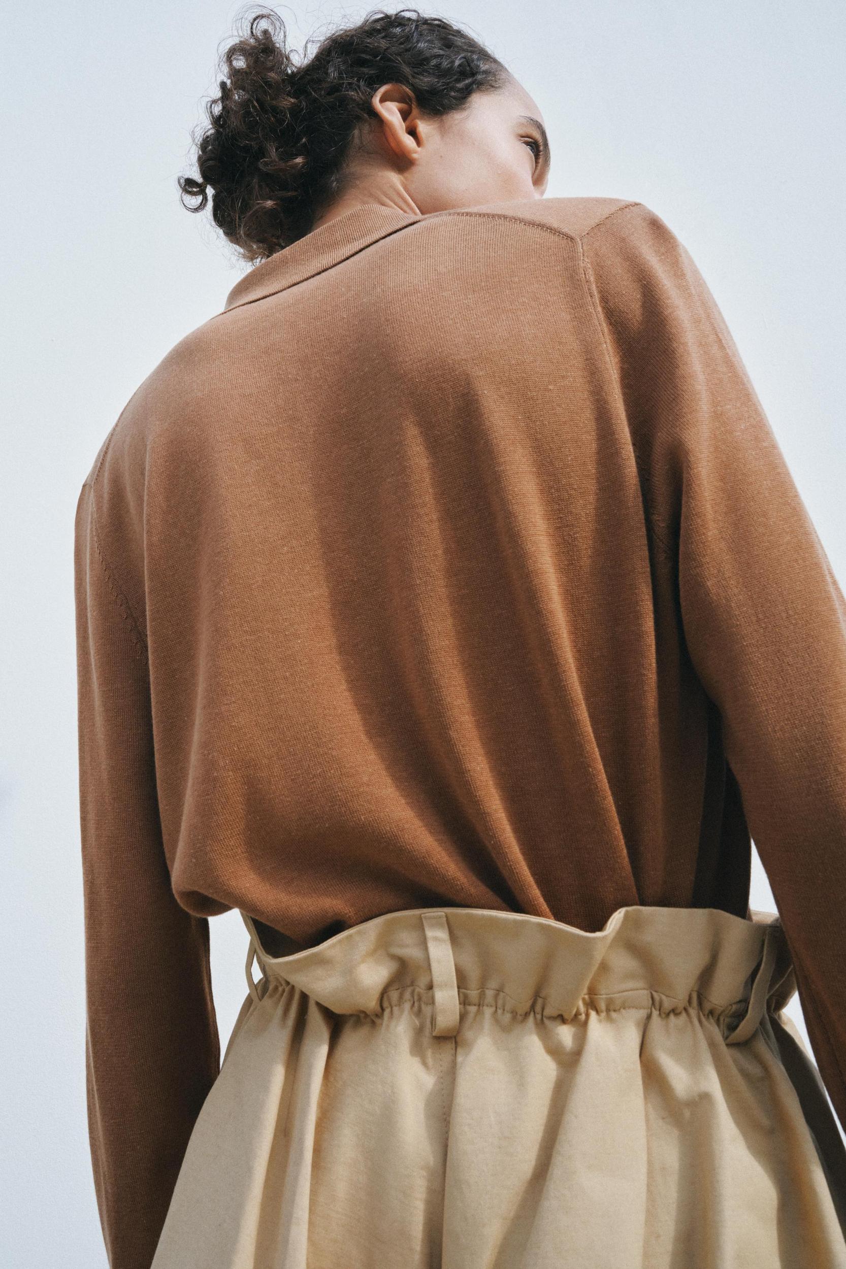 PLAIN POLO COLLAR CARDIGAN Product Image