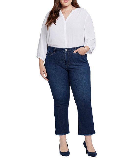 NYDJ Plus Size Barbara Frayed Hem Cropped Flare Jeans Product Image