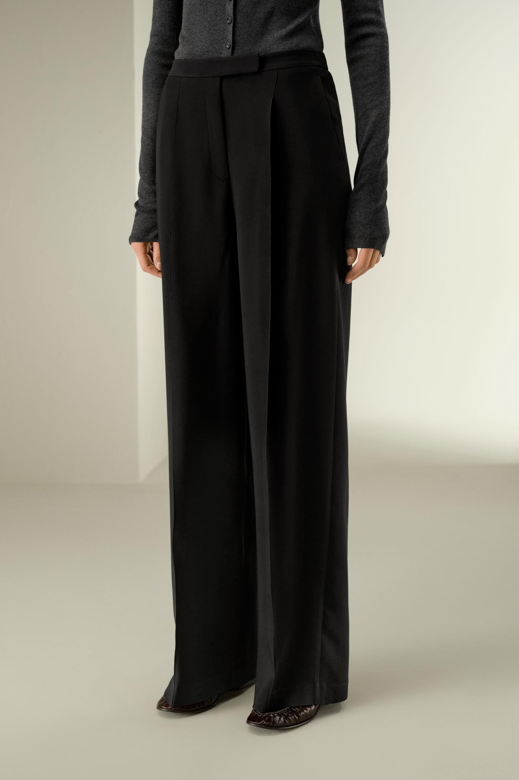 Silk-Wool Pleated Wide-Leg Trousers Product Image