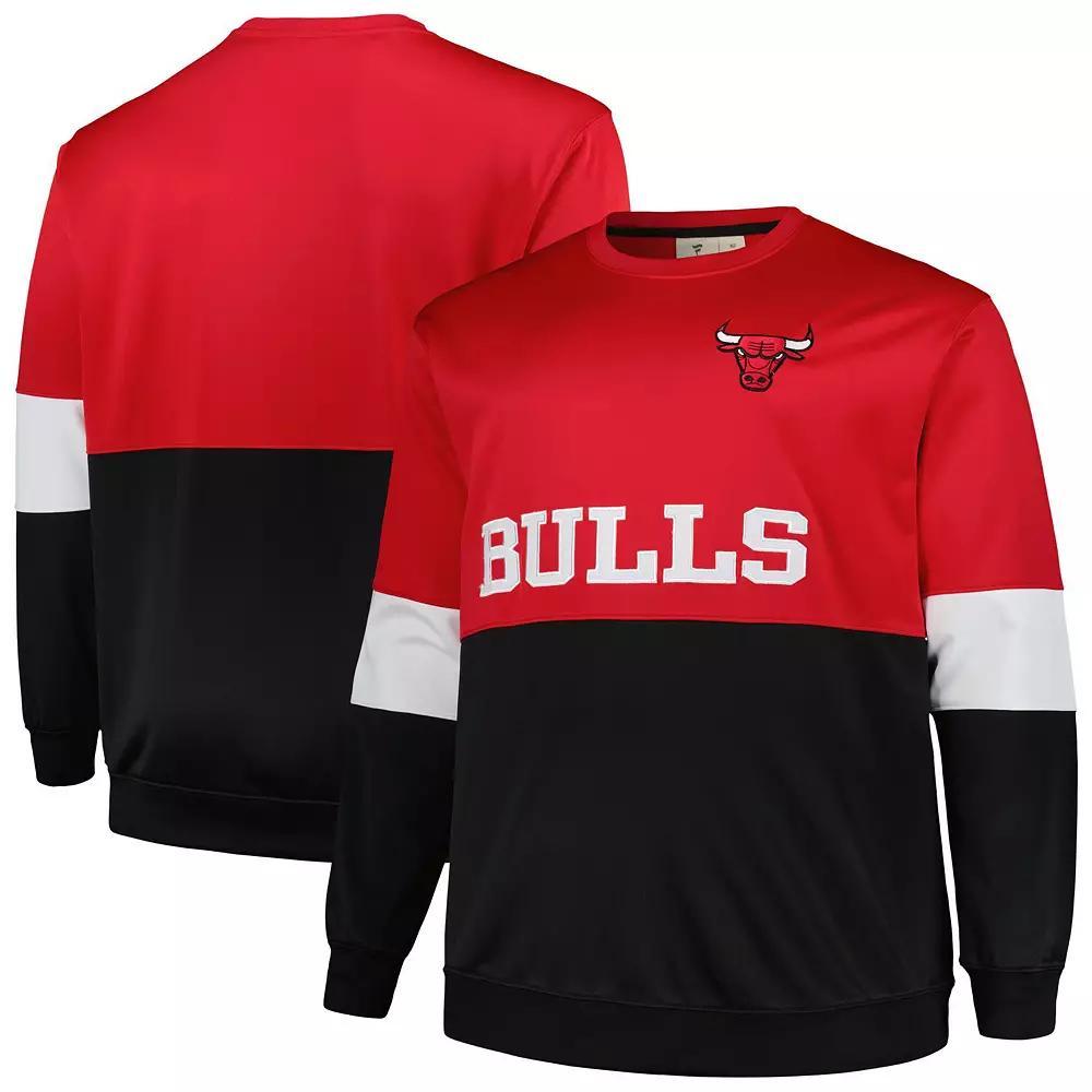 Men's Fanatics Branded Red/Black Chicago Bulls Big & Tall Split Pullover Sweatshirt, Size: 2XB Product Image