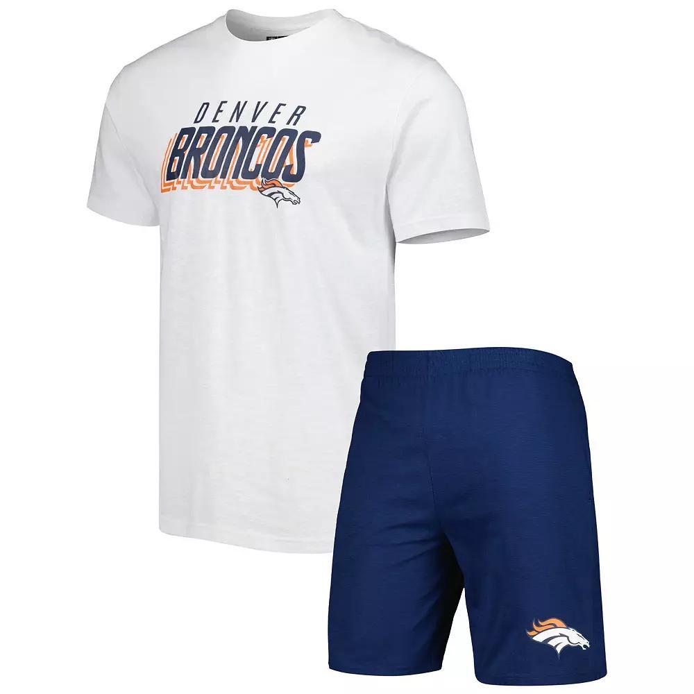 Mens Concepts Sport /White Denver Broncos Downfield T-Shirt & Shorts Sleep Set Blue Product Image