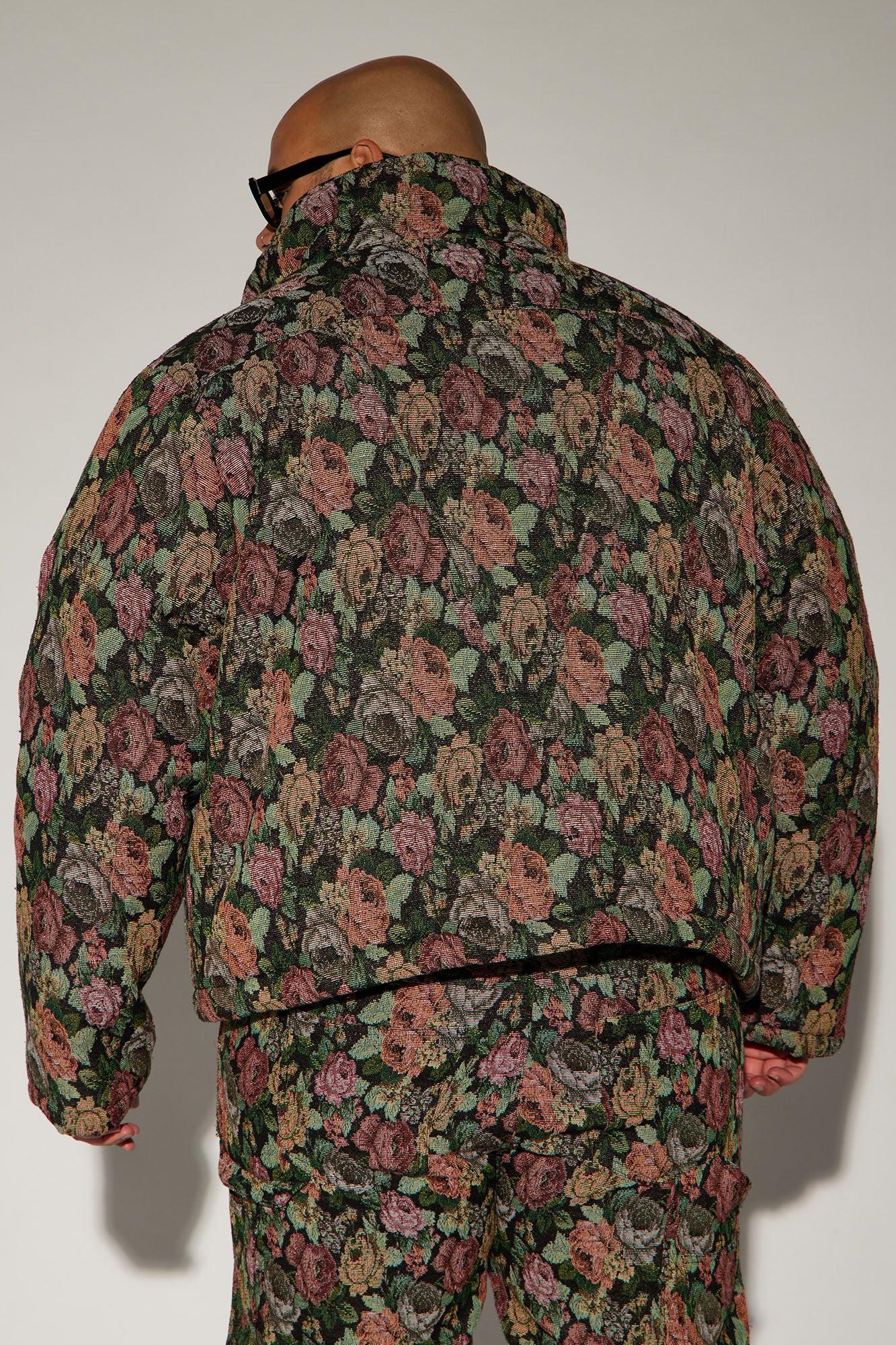 Bellevue Light Weight Cropped Tapestry Puffer - Black/combo Product Image