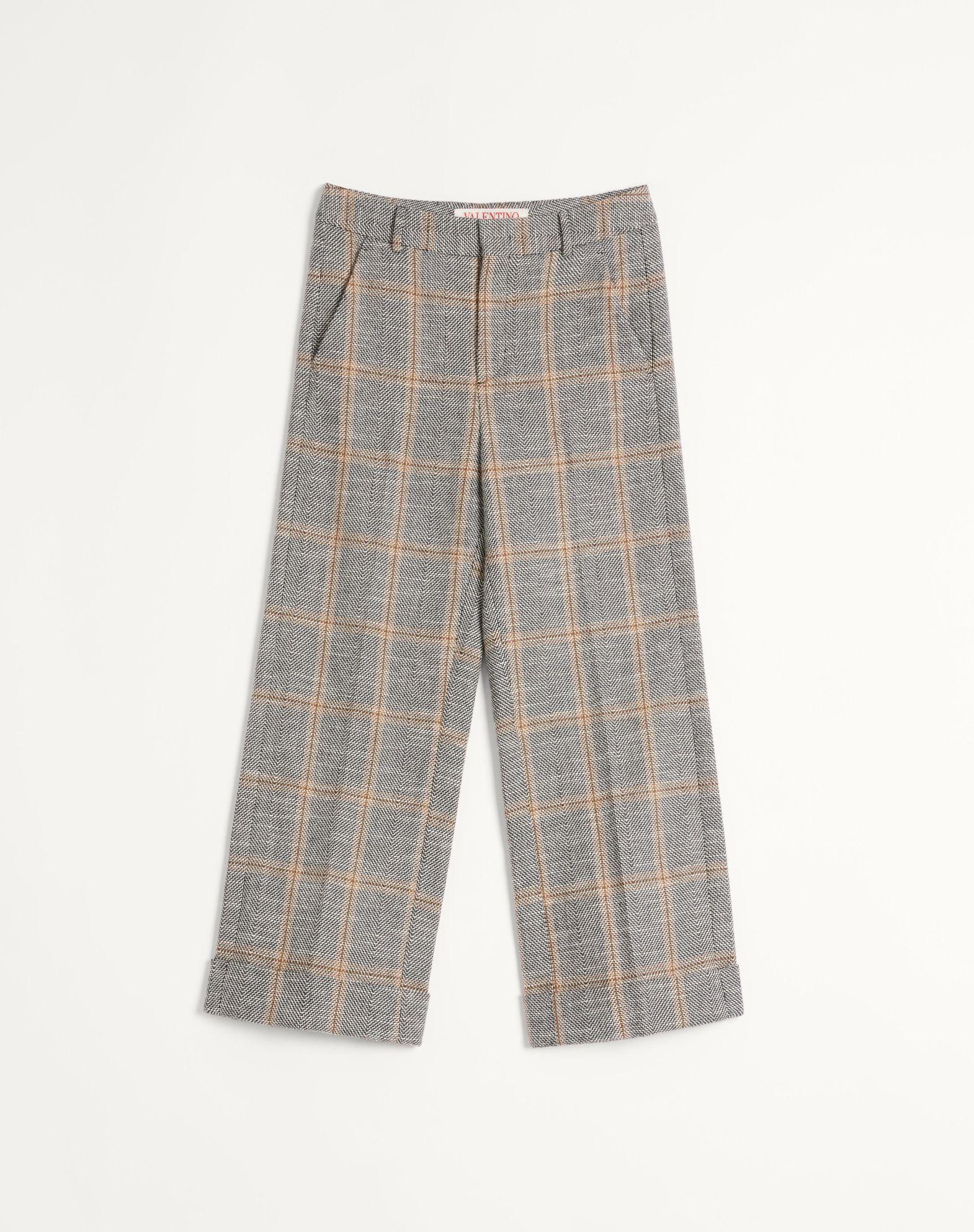 Wool Blend Trousers With Turn-Up With Check Pattern Product Image