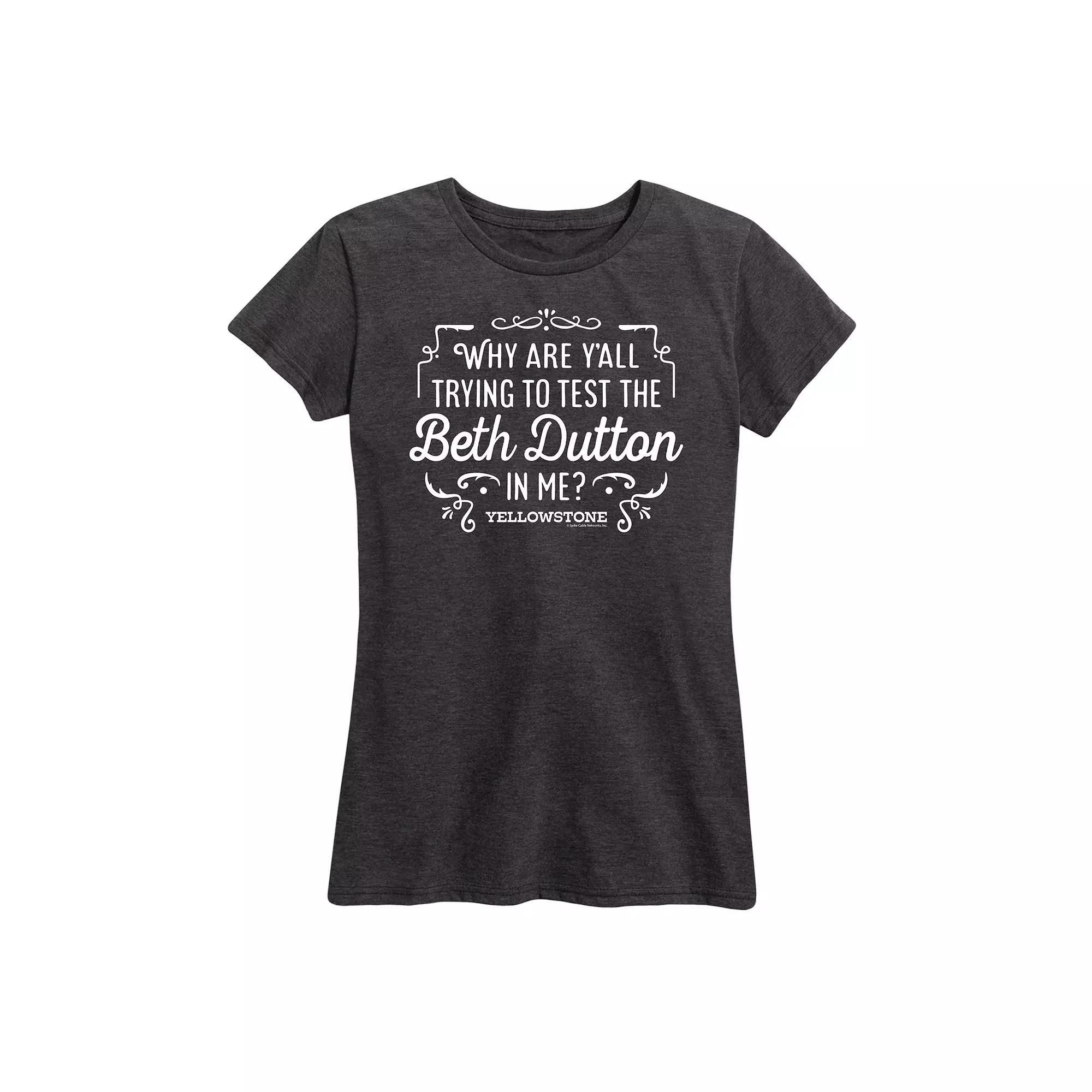 Womens Yellowstone Trying To Test Graphic Tee, Girls Grey Blue Product Image