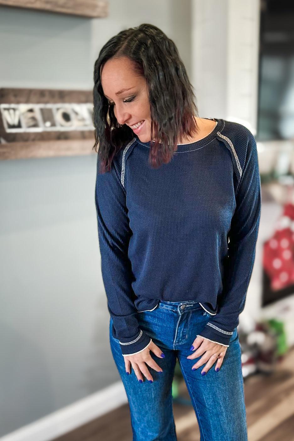 Exposed Seam Long Sleeve Top Product Image