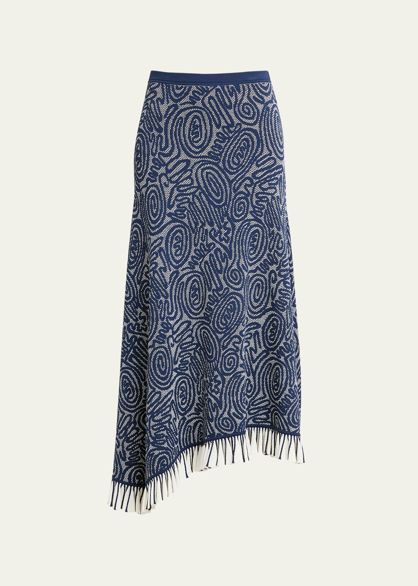 Josephine Asymmetric Ruffle-Hem Midi Skirt Product Image
