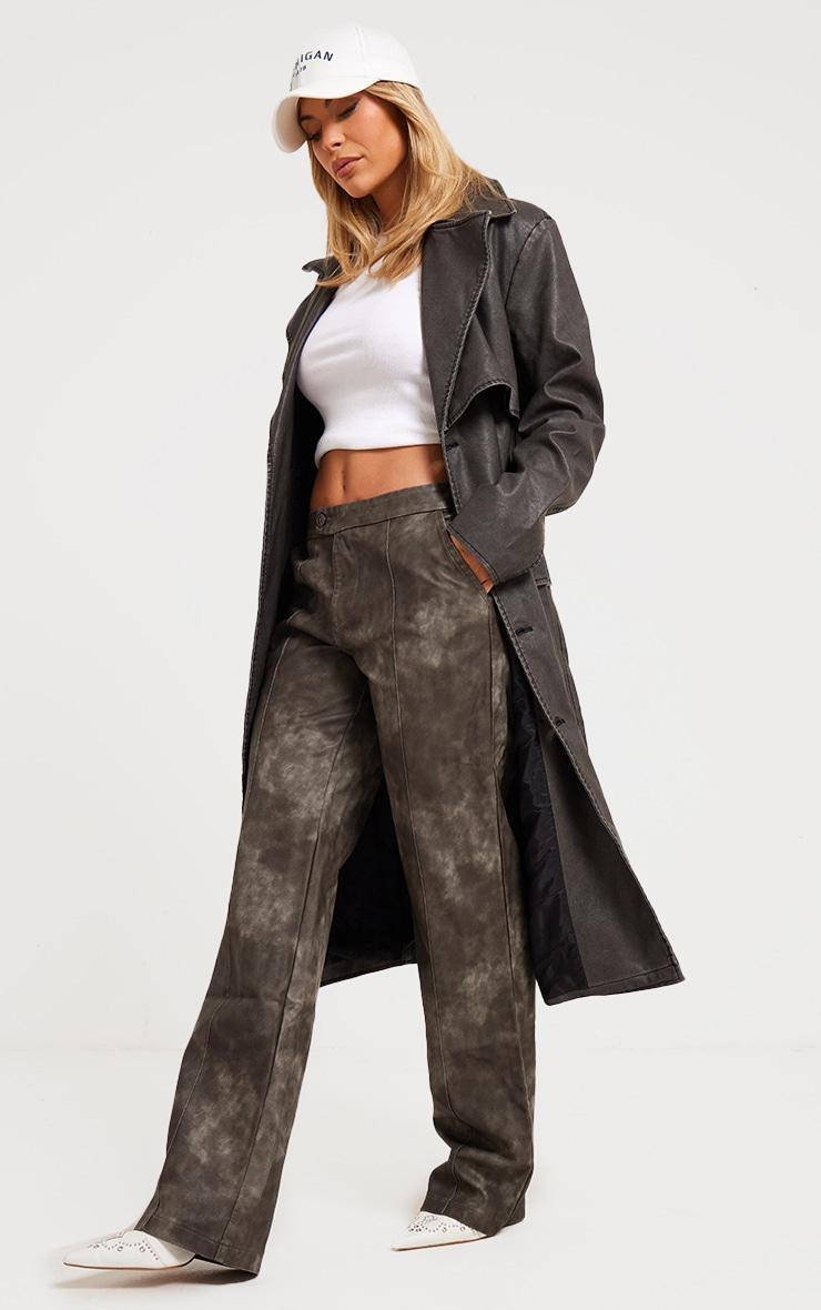 Black Textured PU Trench Product Image