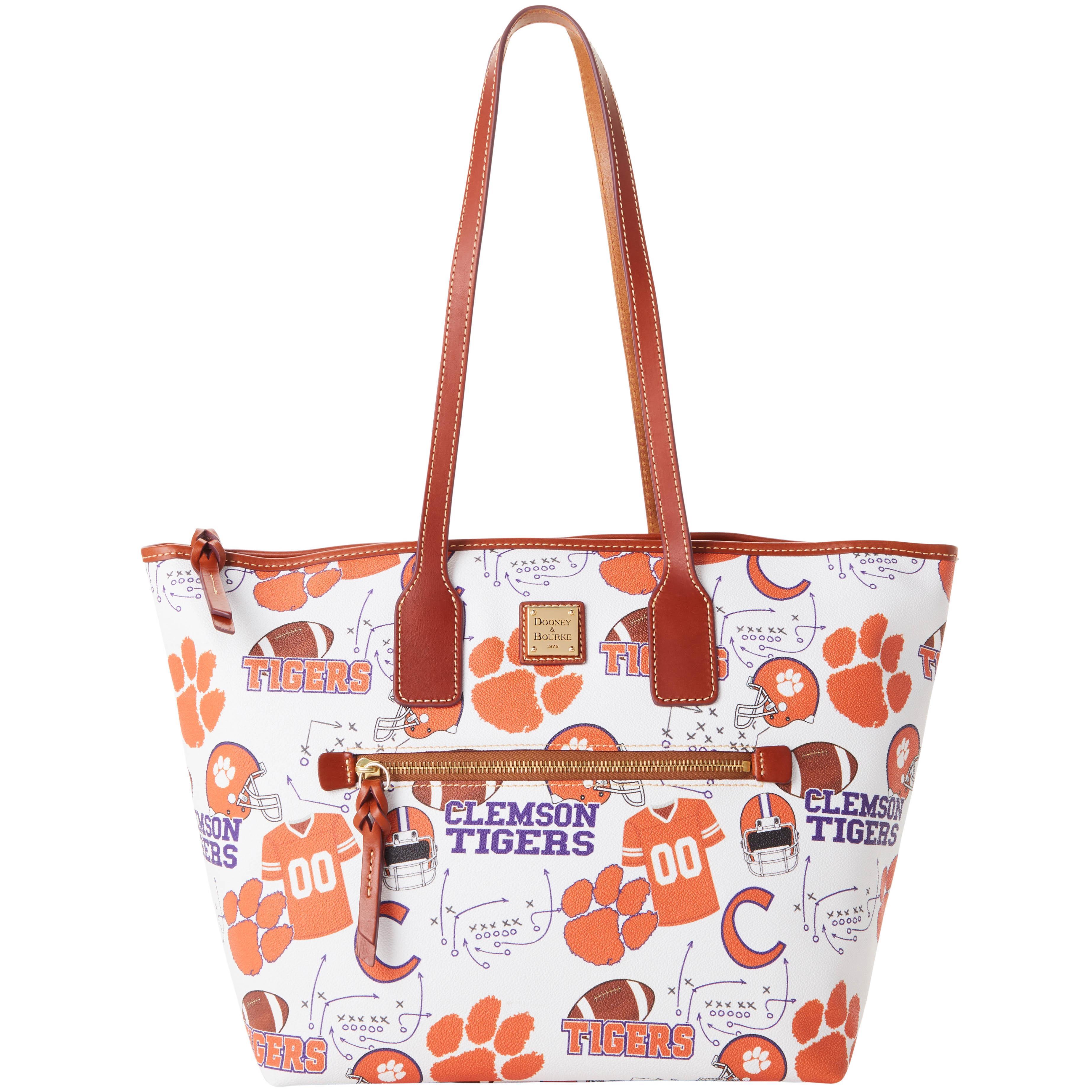 Dooney & Bourke Womens Collegiate Clemson University Coated Cotton Tote Shopping Bag in White Multi Product Image