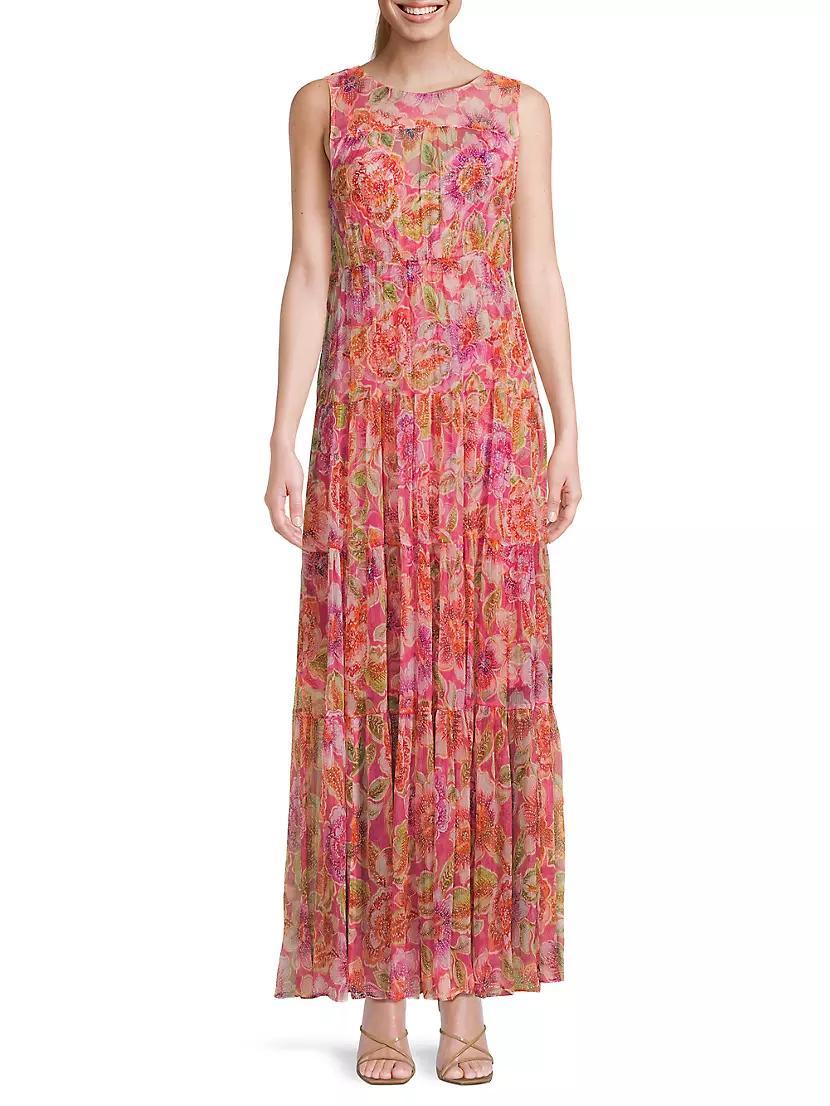 Logan Tiered Floral Silk Maxi Dress Product Image